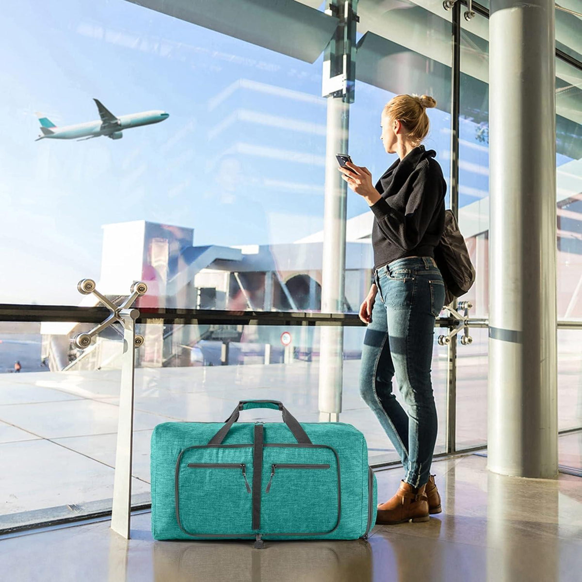 Reisetasche 115L mit Schuhfach, Minzgrün