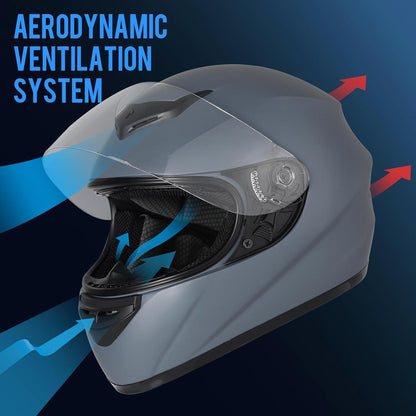 Favoto Motorradhelm Integralhelme ECE Atmungsaktiv L Grau