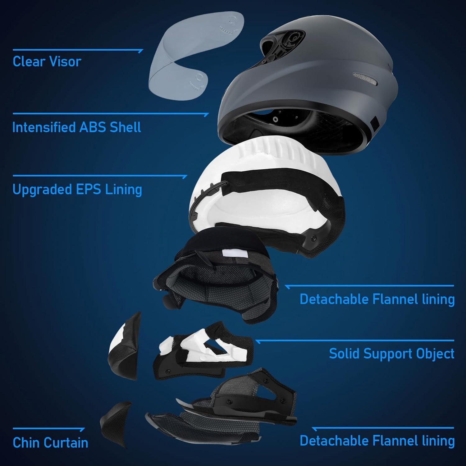 Motorradhelm Integralhelme Erwachsene Vollvisierhelm Mopedhelm