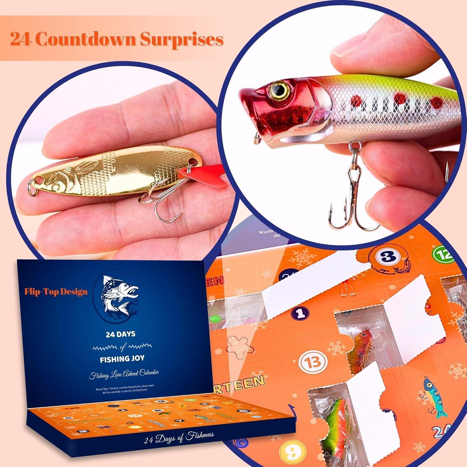 Adventskalender Angel Männer 24 Angeln Köder Set Fischer