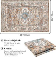 Enyhom Großer Teppich 120x180cm Bohemian Vintage Cremefarben