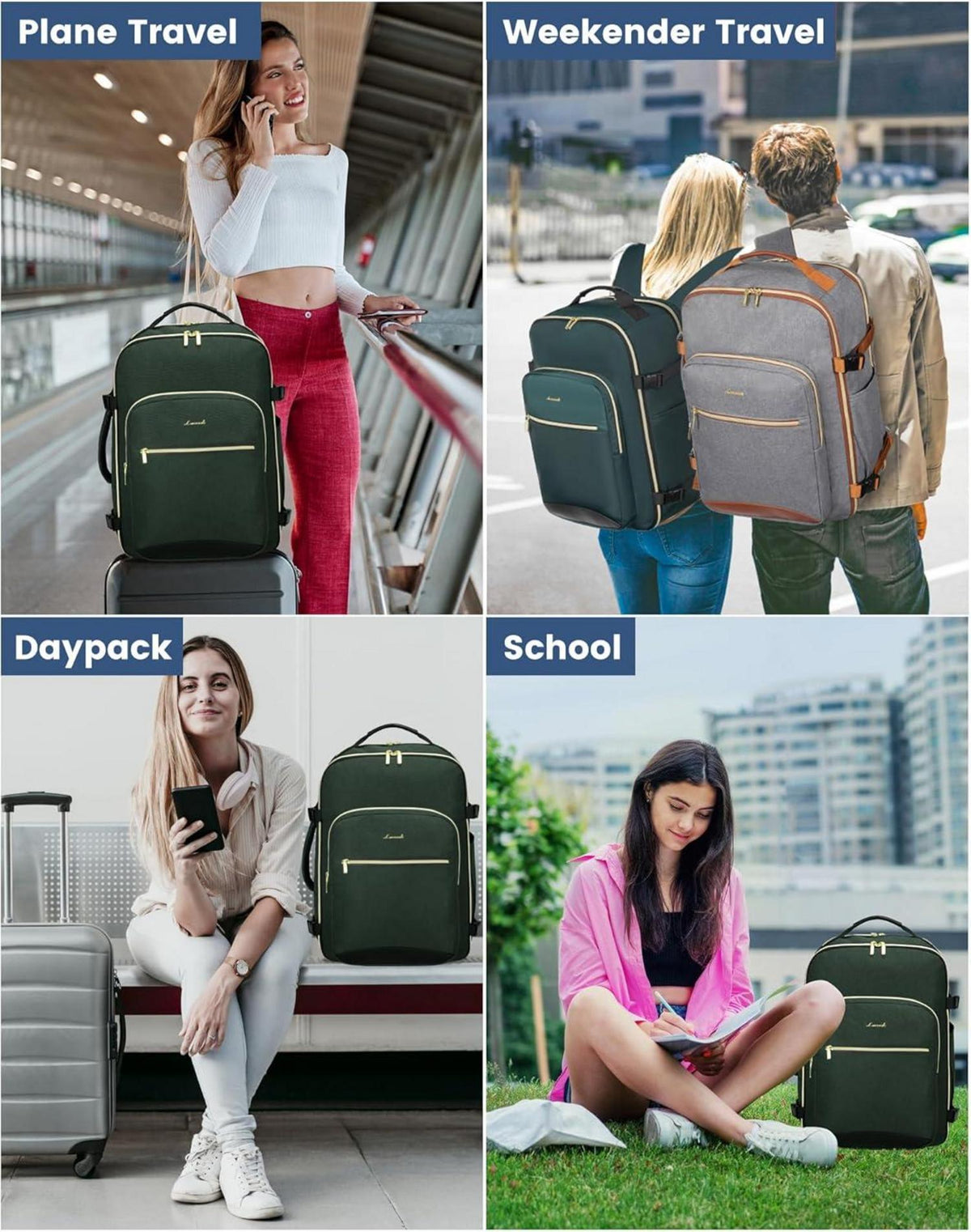 40L LOVEVOOK Reiserucksack Handgepäck Damen Koffer Rucksack Wasserdicht 17 Zoll