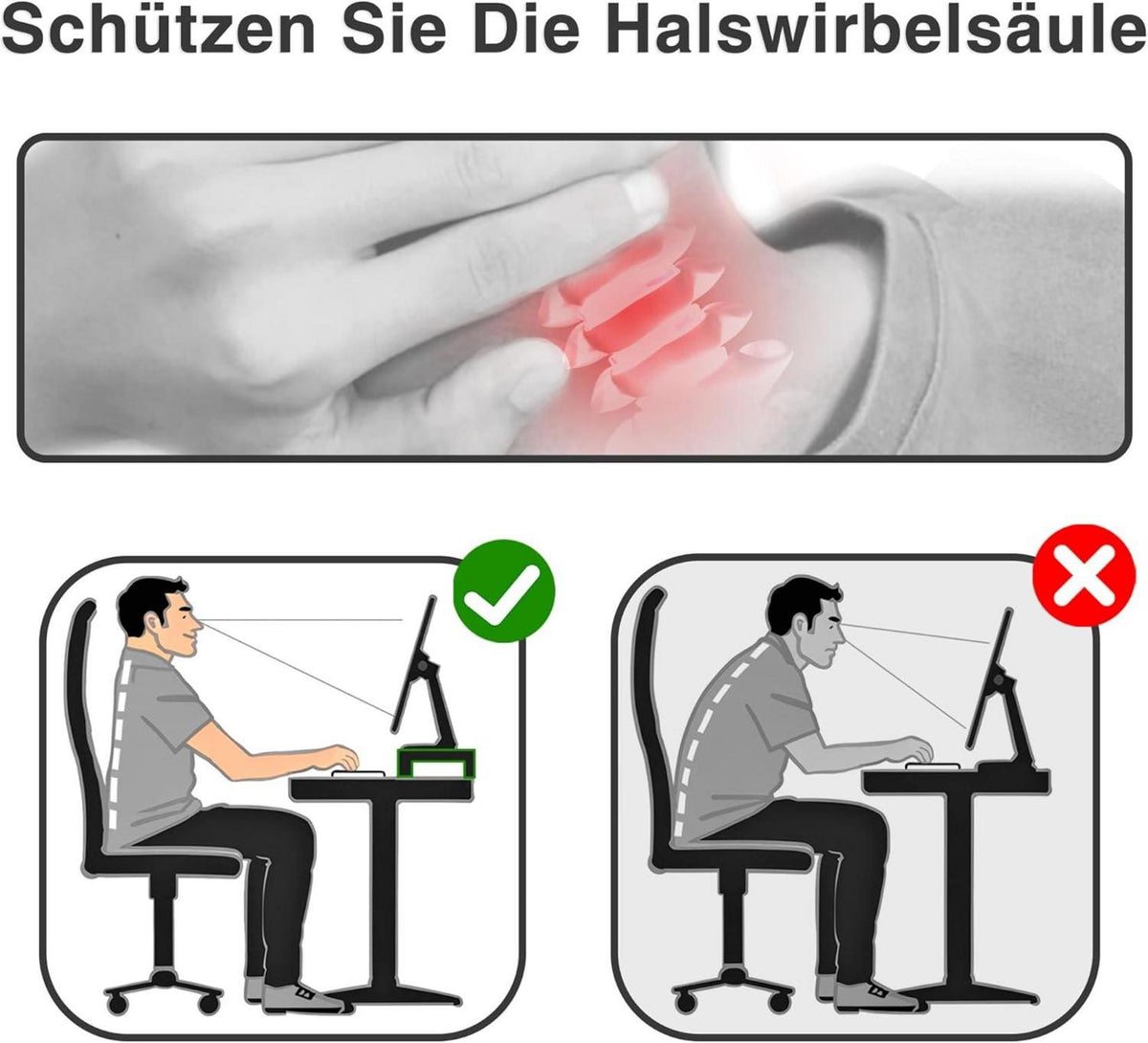 Höhenverstellbarer Monitorständer aus Holz mit Stauraum