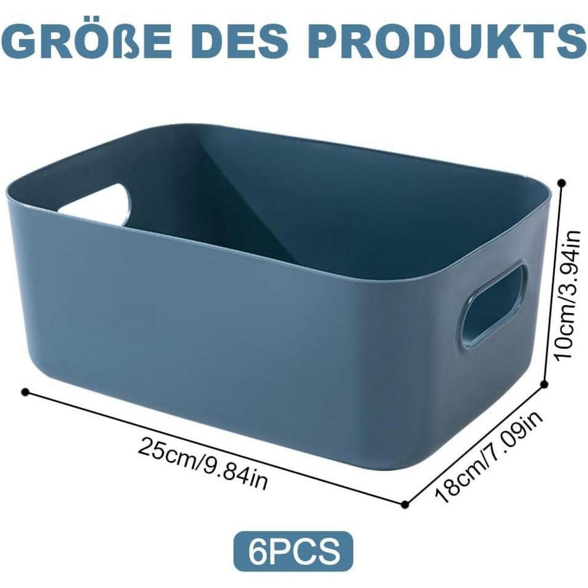 Aufbewahrungsboxen 6er Set mit Griffen, Kunststoff, 25x16.5x10cm
