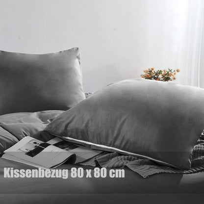 Soifox Anthrazit Bettwäsche-Set Mikrofaser 135x200 Reißverschluss ✓ 1 Bettbezug