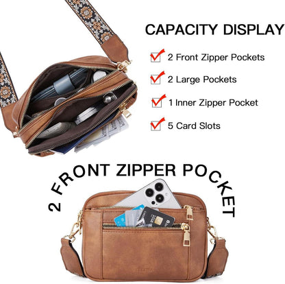 Moderne Damen Schultertasche aus veganem Leder - Große Kapazität mit