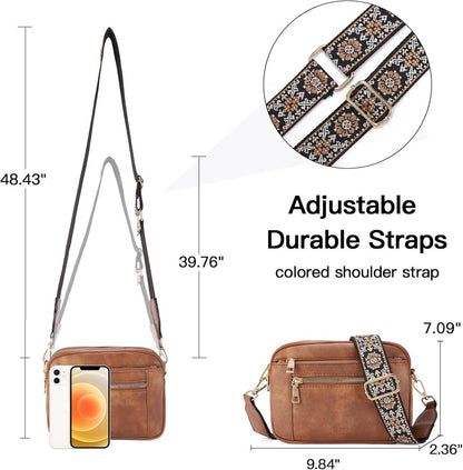 Damen Crossbody Bag PU Leder Umhängetasche verstellbarer Riemen