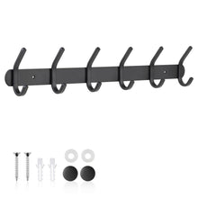 Kleiderhakenleiste Wandmontage mit 6 Haken, Schwarz