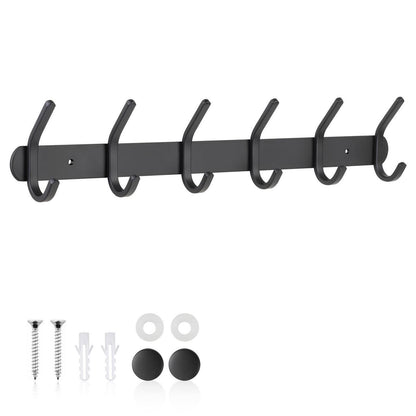 Kleiderhakenleiste Wandmontage mit 6 Haken, Schwarz