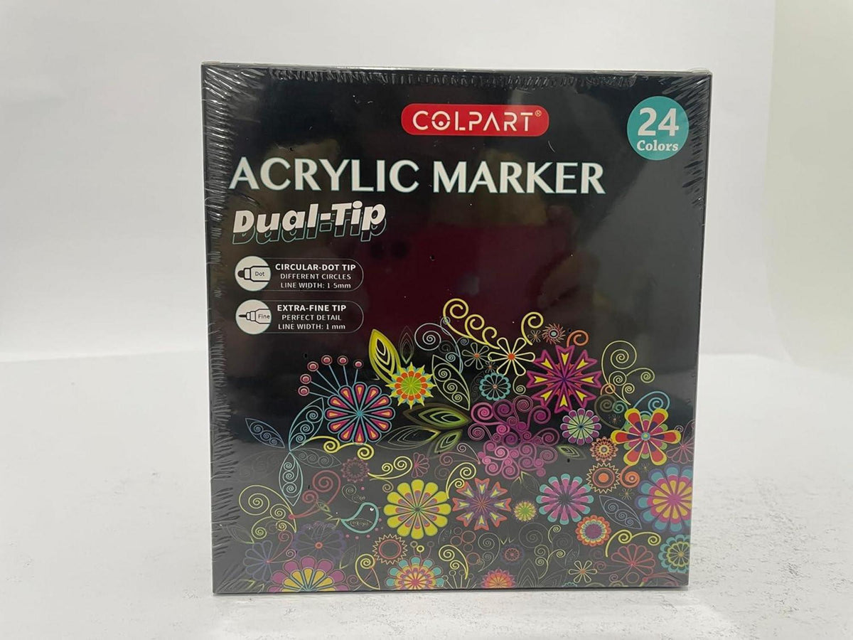 Acrylstifte Set 24 Farben wasserfest für Steine Bemalen Marker Stift Kunststoff