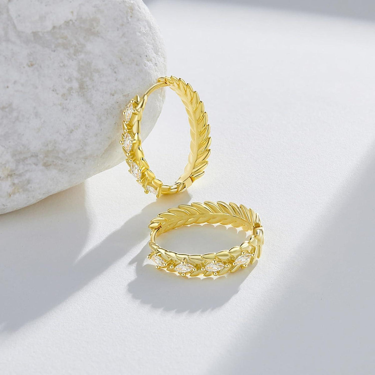 Gold Creolen Ohrringe 925 Silber Damen Geschenkbox Hypoallergen