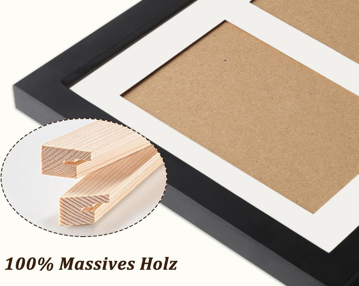 AVEAX Bilderrahmen 20x25 cm Schwarz Doppelter 10x15 Rahmen für Mehrere Fotos