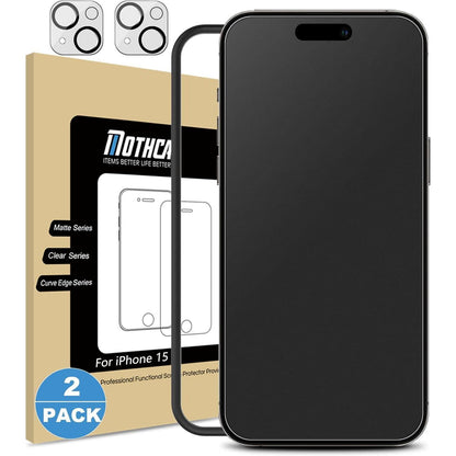 Matt Panzer Schutzglas für iPhone 15 (2+2 Stk.) Blendschutz
