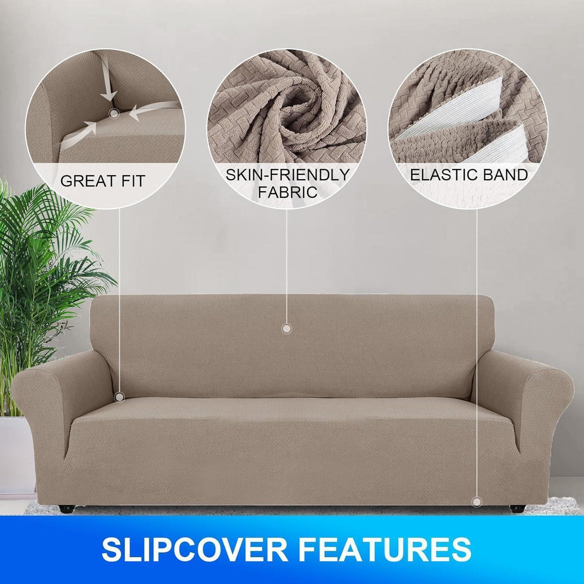 Elastischer Sofabezug 2-Sitzer | Rutschfest, Jacquard & Waschbar