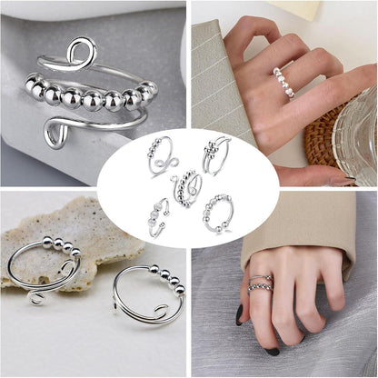 Verstellbarer Anti-Stress Ring Set | Angstabbau & Fidget Ringe für Damen