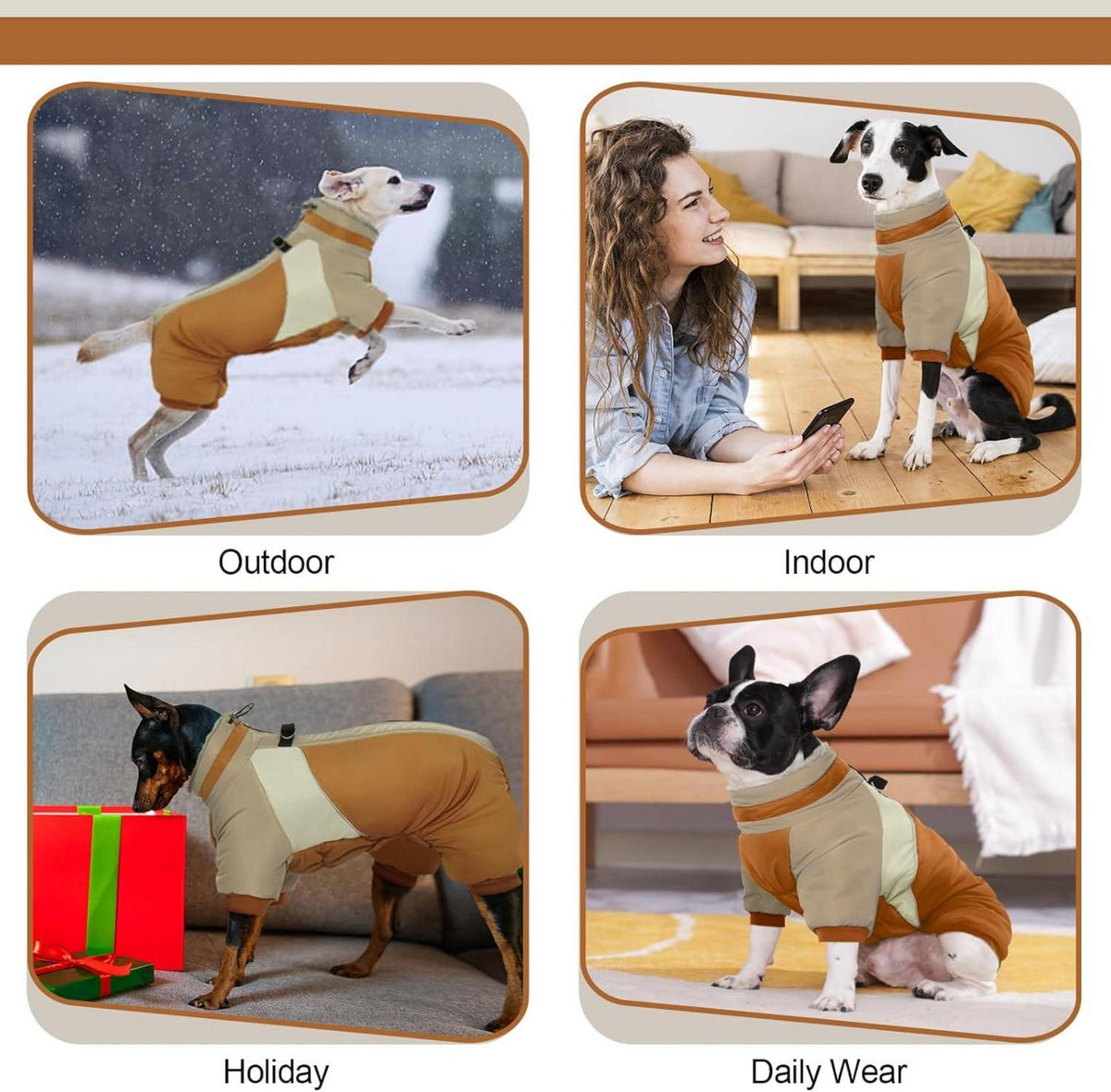 Wasserdichter Hundemantel Winter für Kleine Hunde mit Geschirr Braun XS