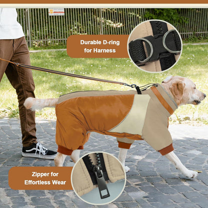 Kuoser Wasserdichter Hundemantel Winter mit Geschirr für kleine Hunde Braun