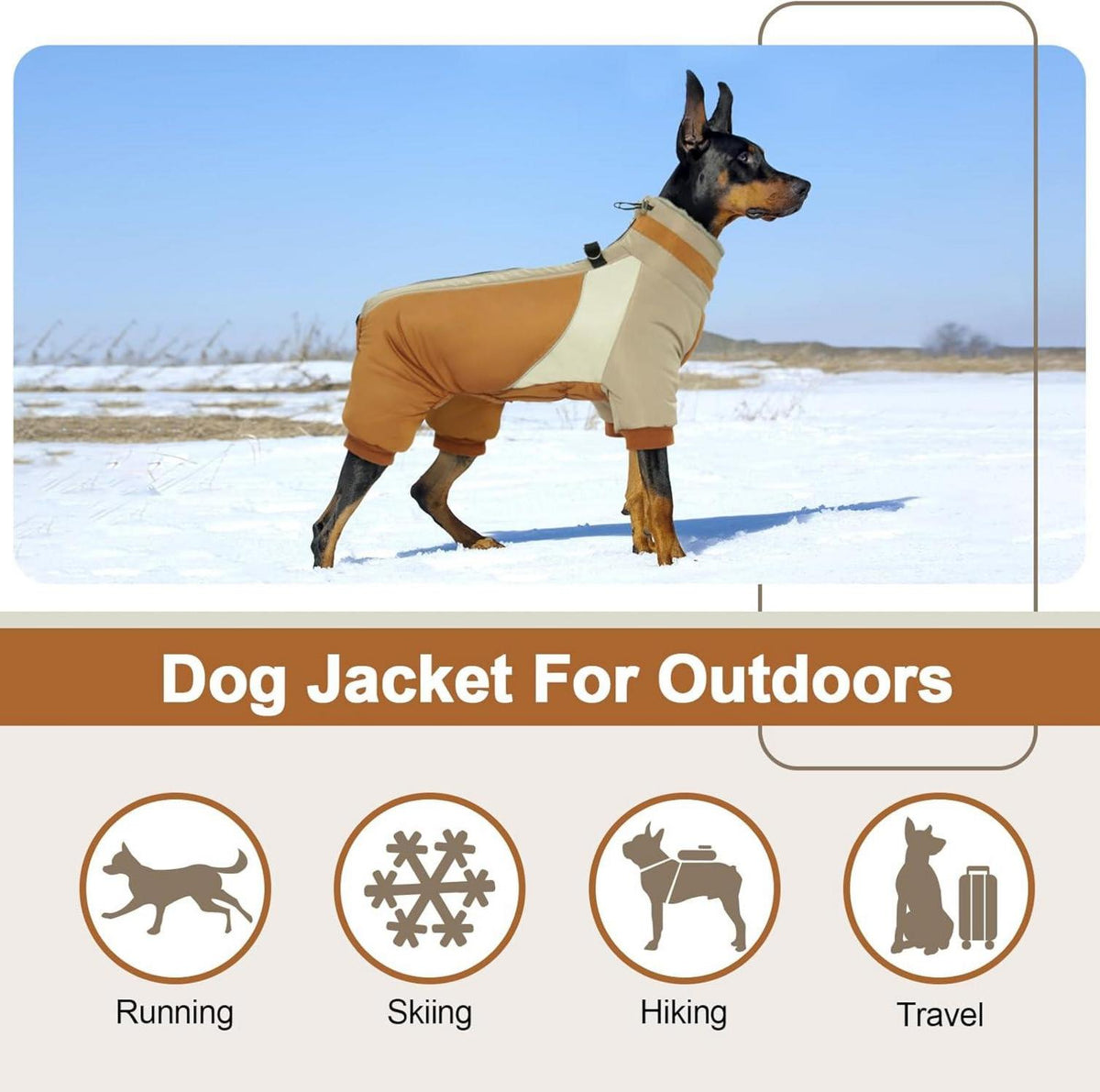 Kuoser Wasserdichter Hundemantel Winter für Kleine Hunde Braun L