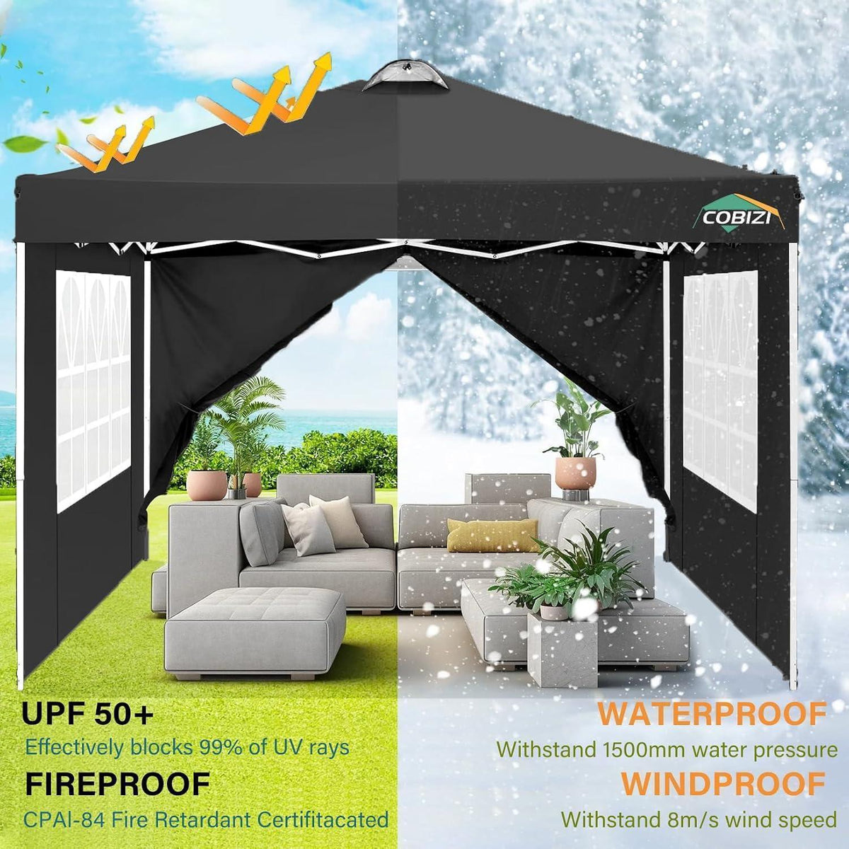 Faltpavillon 3x3 wasserdicht – Stabil & Winterfest mit Seitenteilen