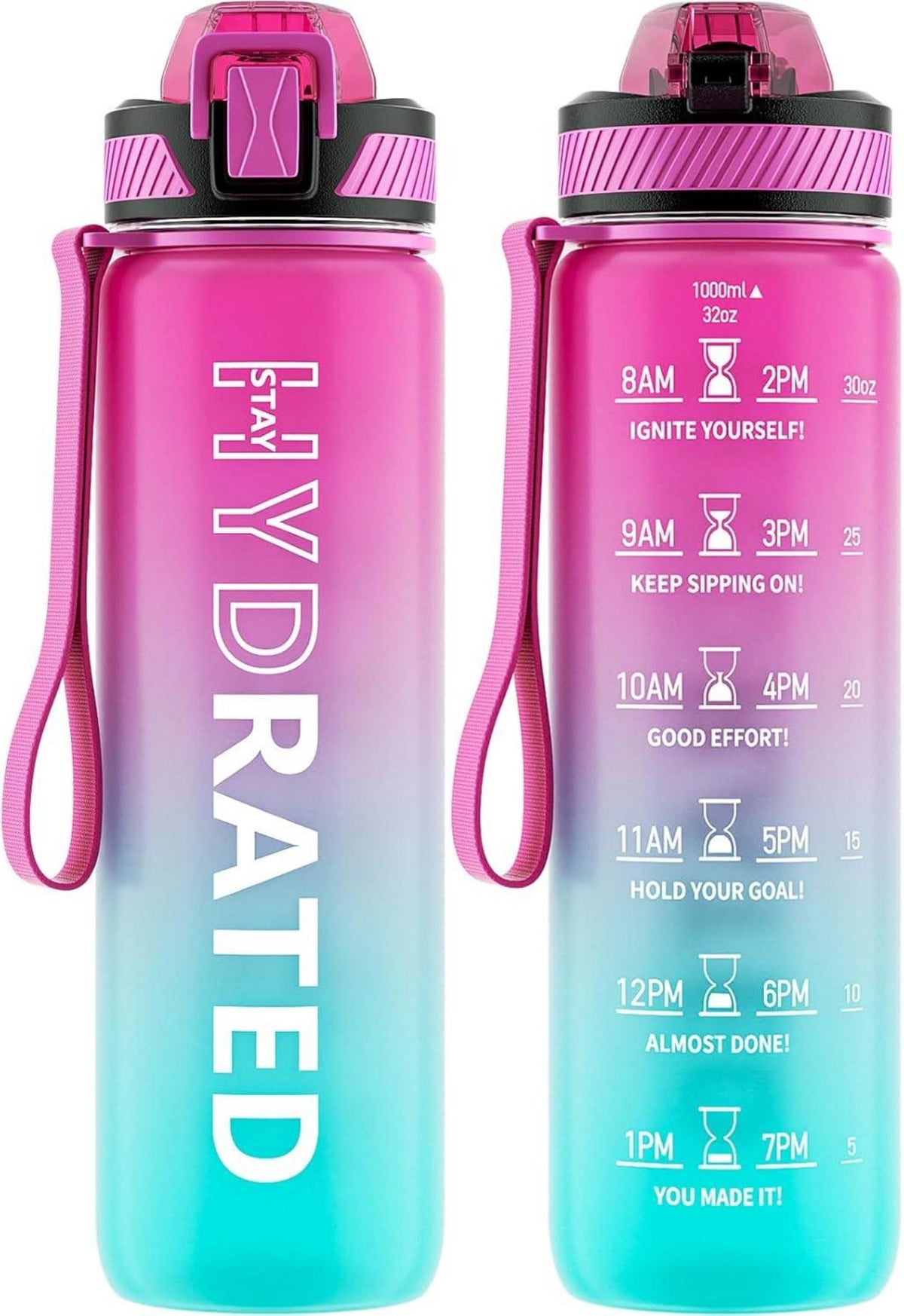 Sport Trinkflasche 1L BPA-Frei Tritan Wasserflasche Strohhalm
