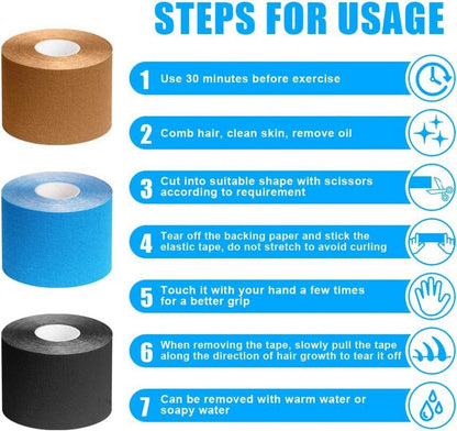ACWOO Kinesiologie Tape Beige 5cm x 5m Wasserfest Physio Sporttape
