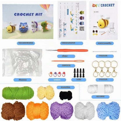 Häkelpaket Anfänger Tiere – Starter-Kit mit Video Anleitung