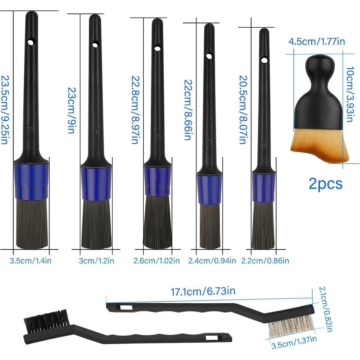 9x Auto Reinigungspinsel Set – Detailbürsten für Innen & Außen