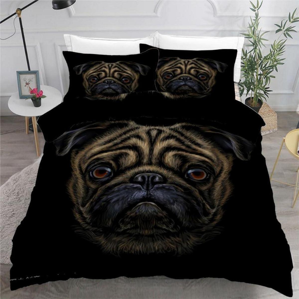 Mops Kinderbettwäsche Set 135x200 cm 4-teilig Mikrofaser