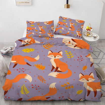 Fuchs Kinderbettwäsche 135x200 cm 4tlg. Mikrofaser Bettwäsche-Set