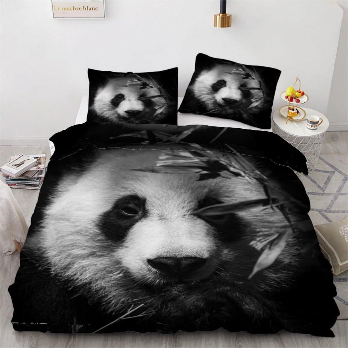 Panda 3D Bettwäsche-Set 220x240 cm - Mikrofaser Bettbezug mit Kissenbezügen