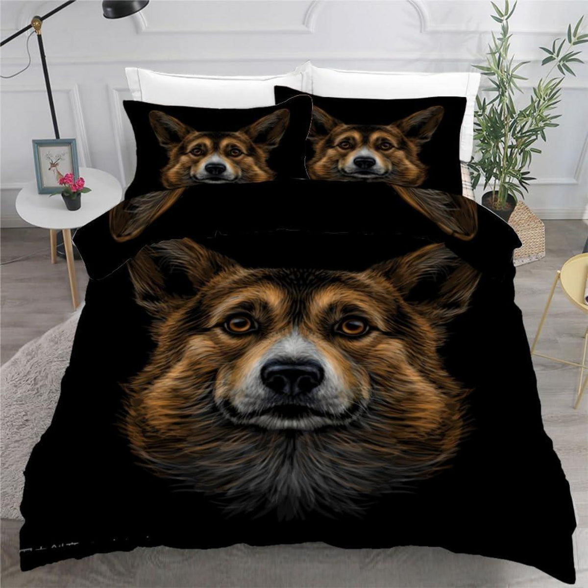 Corgi Kinderbettwäsche 135x200 cm 4tlg. Retro Hund Motiv