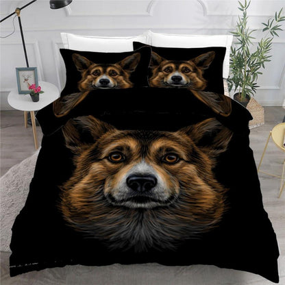 Corgi Kinderbettwäsche 135x200 cm 4tlg. Retro Hund Motiv
