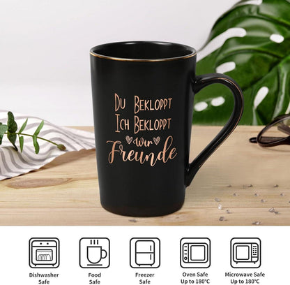 Lustige Marmor Kaffeetasse Geschenkbox 400ml - Freund Tasse Spruch Schwarz
