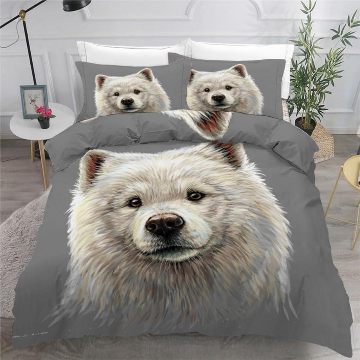 ROUSKI Samojede Bettwäsche-Set 220x240 cm 3-teilig Mikrofaser