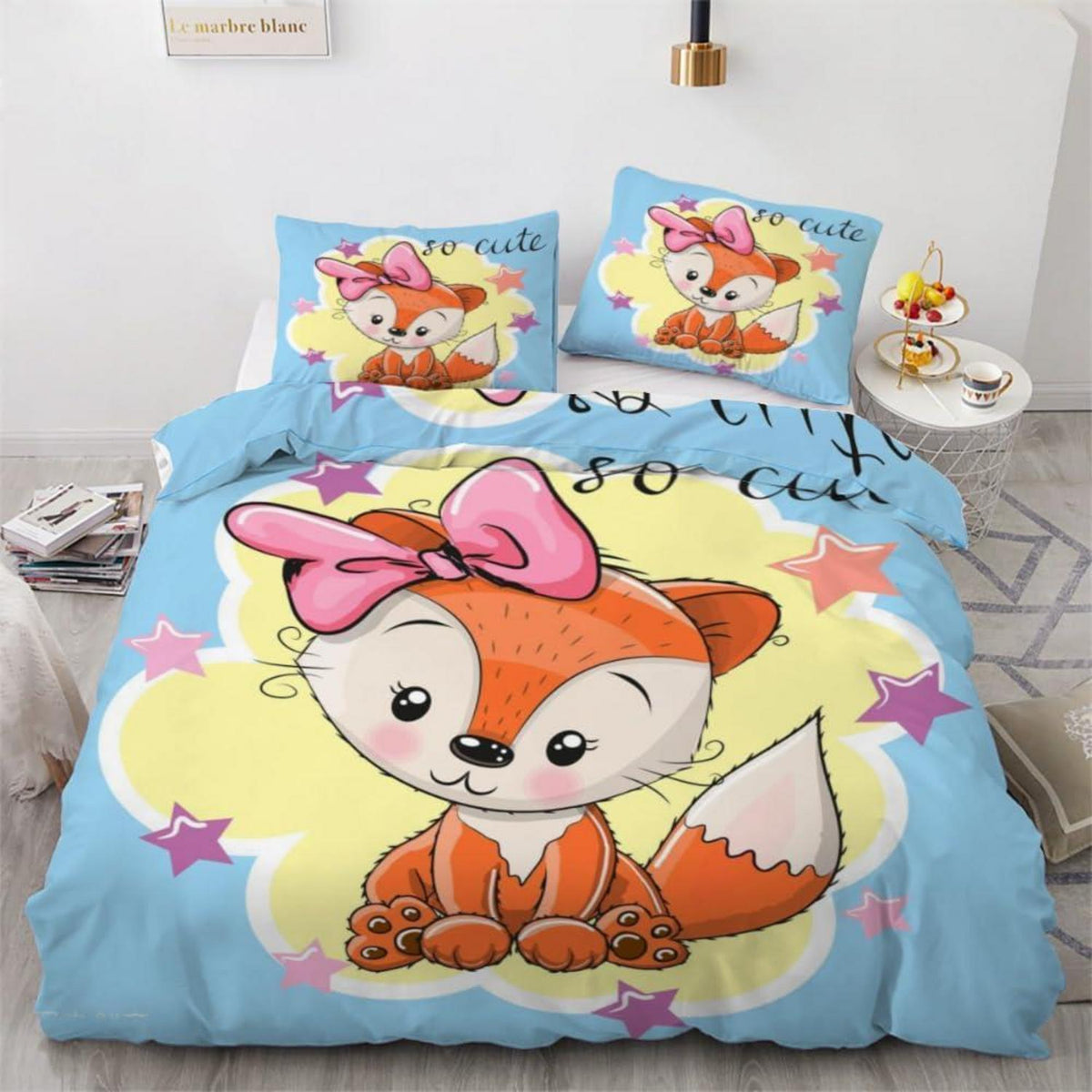 Sternfuchs Kinderbettwäsche 135x200 cm 4tlg. Mikrofaser 3D Motiv