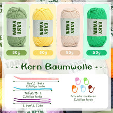 Anfängergarn Häkelgarn Baumwolle 4x50g Set Pastellfarben