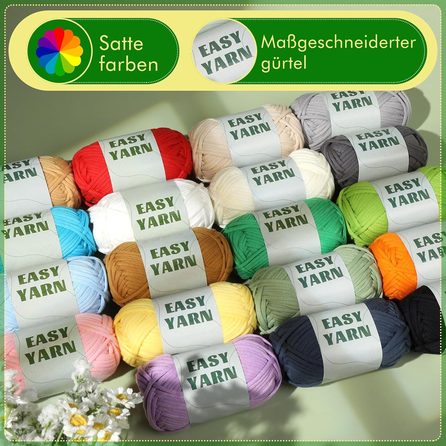 4x50g Häkelgarn für Anfänger, Baumwollgarn in Beige, Braun, Weiß Schwarz