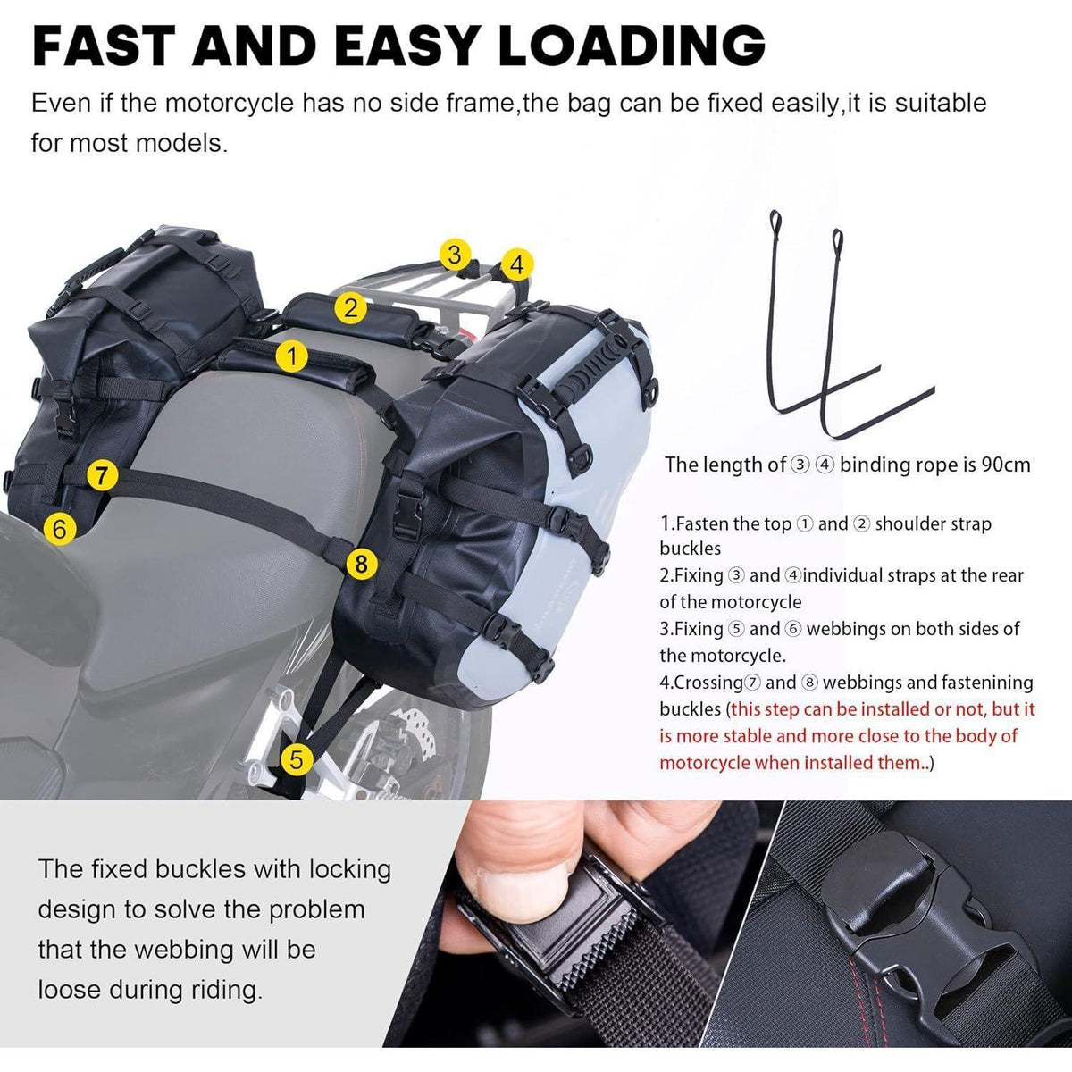 Wasserdichte Motorrad Satteltaschen 24L (Grau) – Seitentaschen