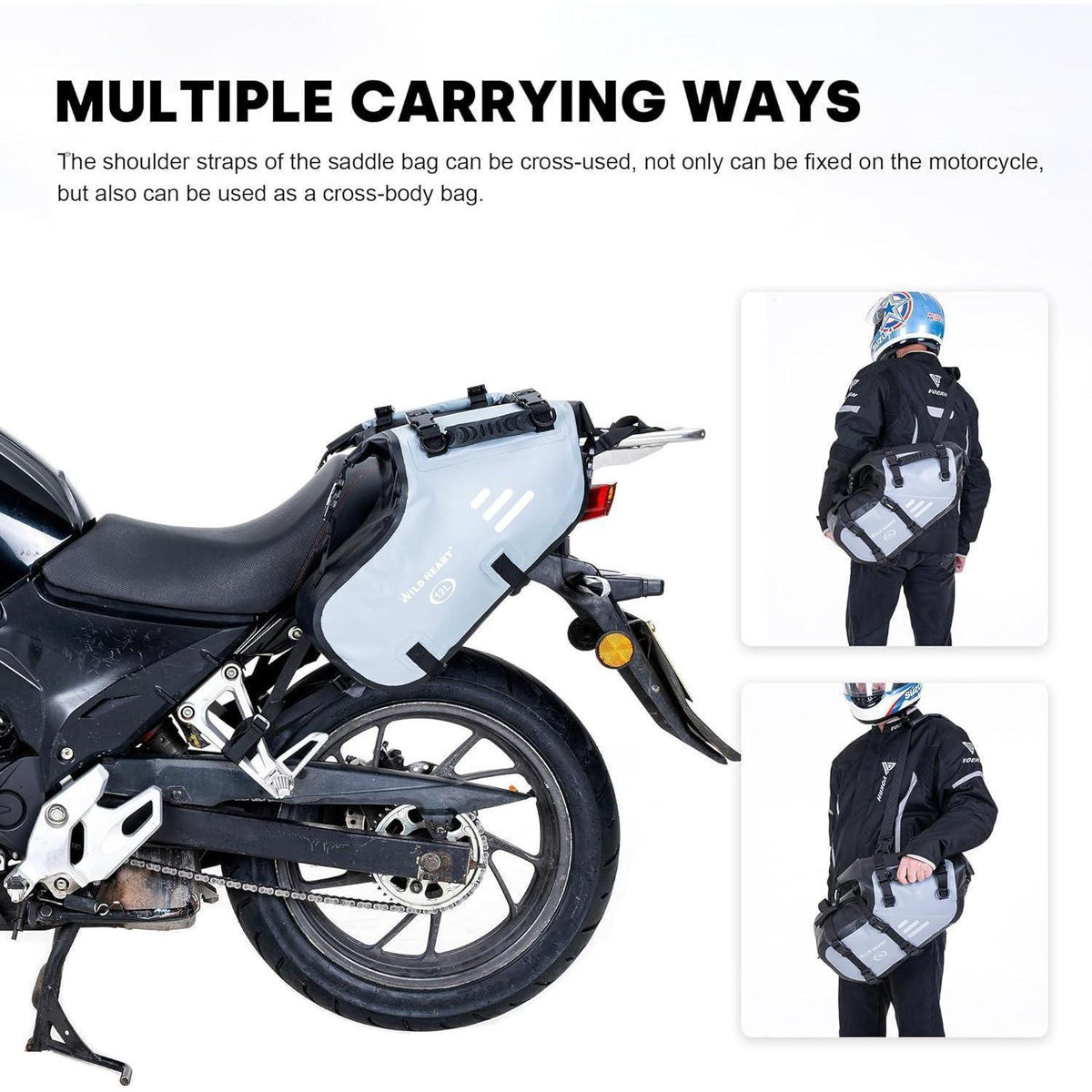 Wasserdichte Motorrad Satteltaschen 24L (Grau) – Seitentaschen