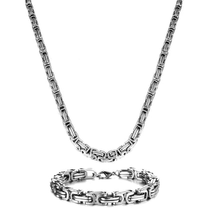 Königskette Edelstahl Herren Silber Armband Set 4-8mm
