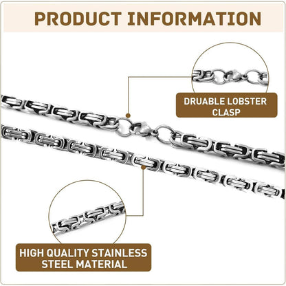Königskette Edelstahl Herren Silber Armband Set 4-8mm