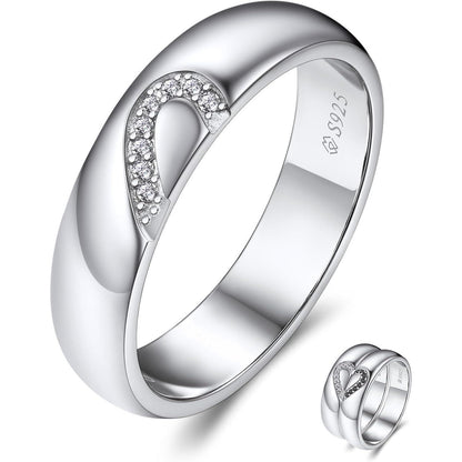 Partnerring Sterling Silber Moissanit Herzform Valentinstag