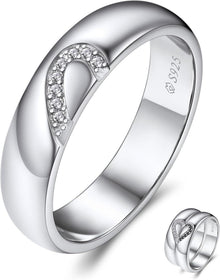 MomentWish Partner Ehering aus 925 Sterling Silber mit Moissanit