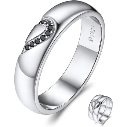 MomentWish Partnerring Schwarz Moissanit 925 Silber