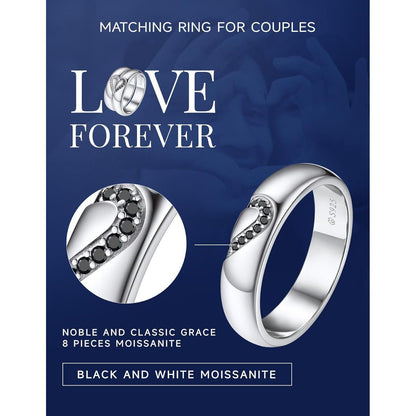 MomentWish Partnerring Schwarz Moissanit 925 Silber