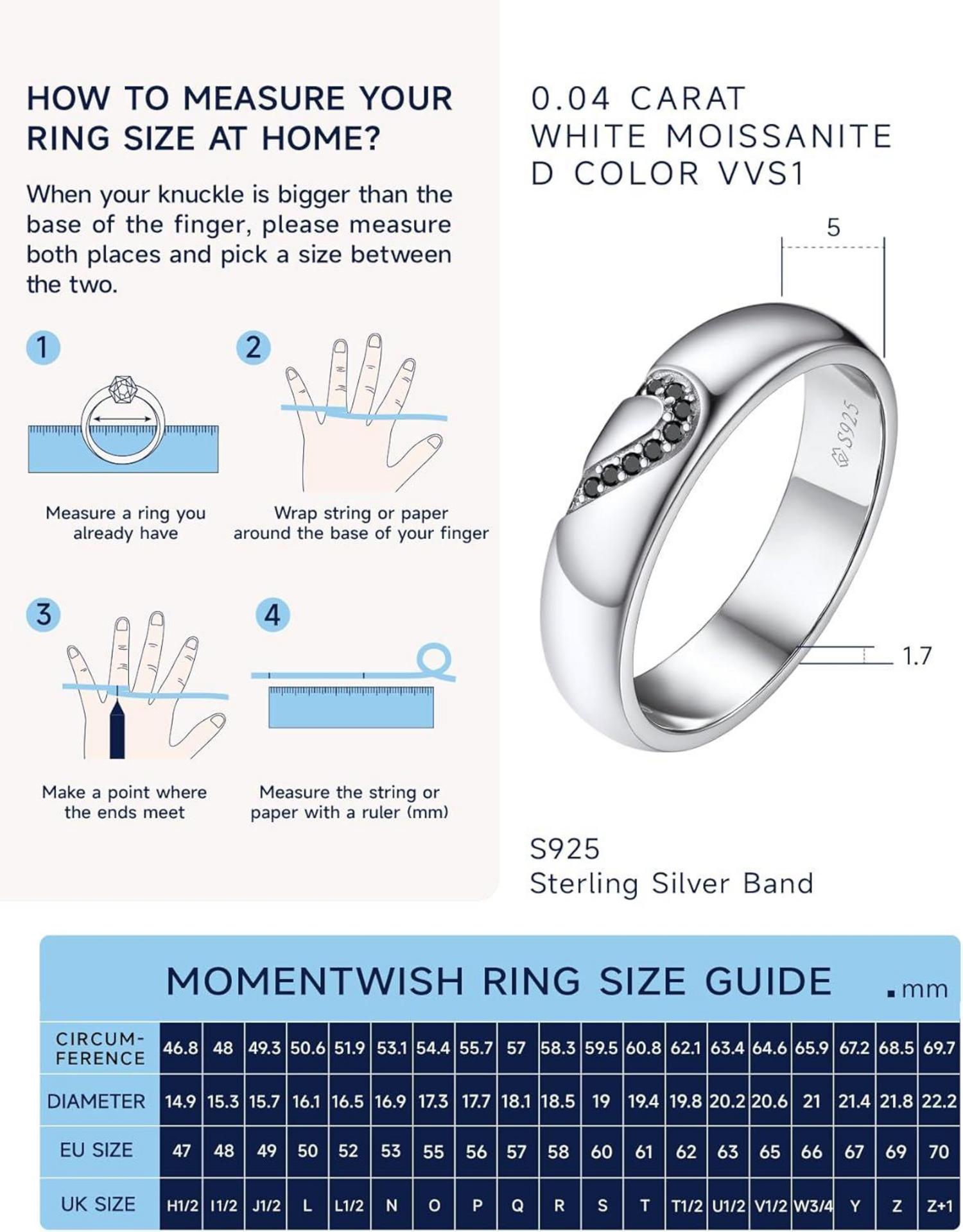MomentWish Partnerring 925 Sterling Silber Schwarz 65