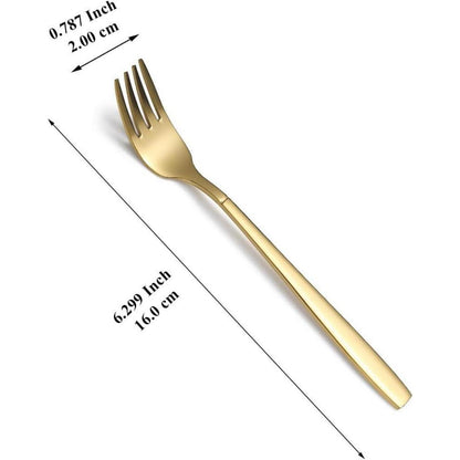 12er Set goldene Kuchengabeln, Titan vergoldet, Edelstahl, spülmaschinenfest