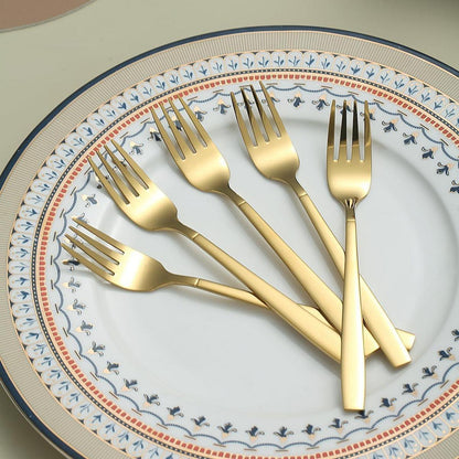 12er Set goldene Kuchengabeln, Titan vergoldet, Edelstahl, spülmaschinenfest