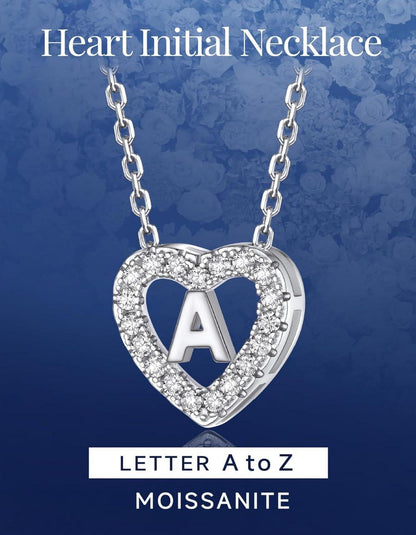 Herz Kette mit Buchstaben Anhänger Moissanit Diamant Halskette