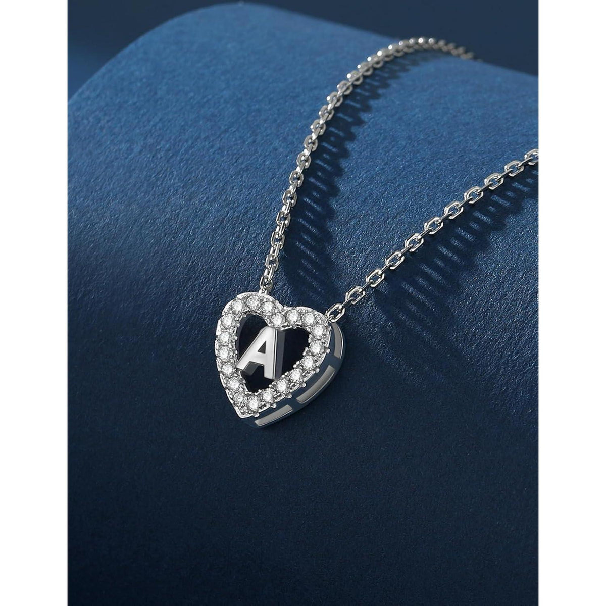 Personalisierte Initialen Herz Kette Damen mit Moissanit